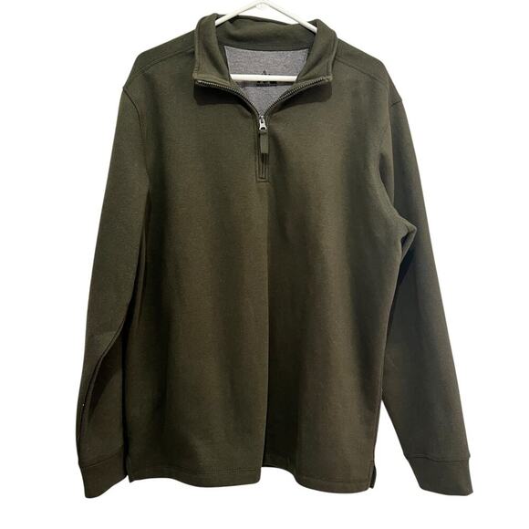 Mountain Club Casual Midweight Dark Olive Quarter Zip Pullover Sweatshirt LG - Picture 1 of 6